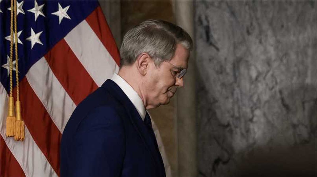 Flustered Bessent schooled over dramatic D-Day comparison before ducking out of event
