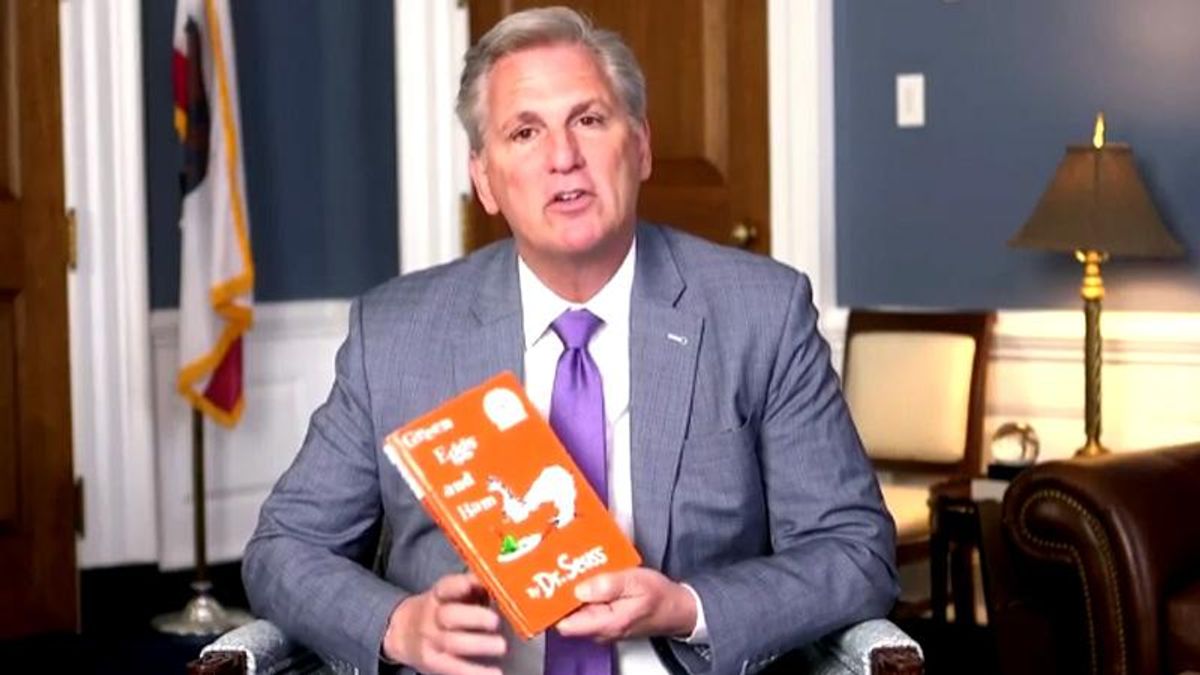 GOP's Kevin McCarthy dared to hold up racist Dr. Seuss imagery after his 'Green Eggs and Ham' stunt flops