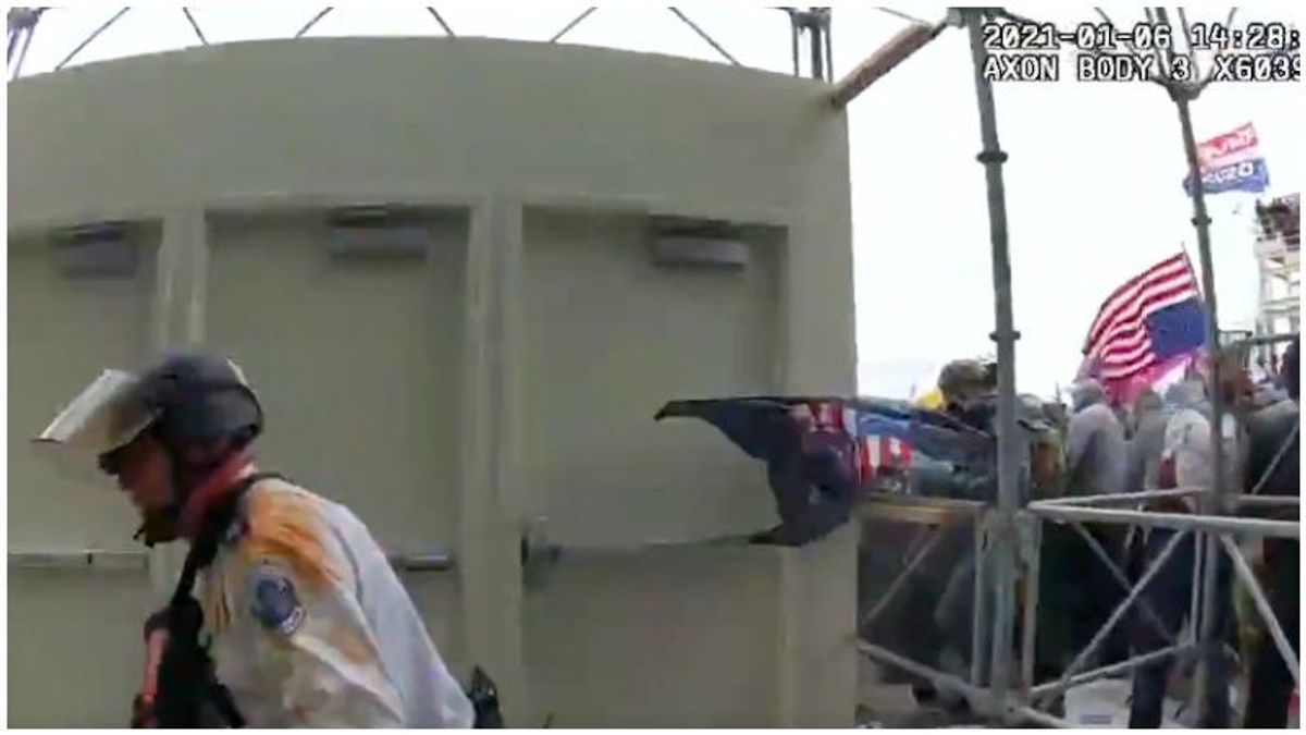 New video shows ex-Special Forces officer chucking flag pole at Capitol police officer 'like a spear'