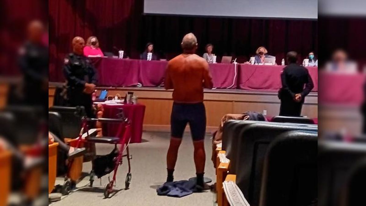 WATCH: Father strips down to his underwear at school board meeting to expose the foolishness of anti-maskers