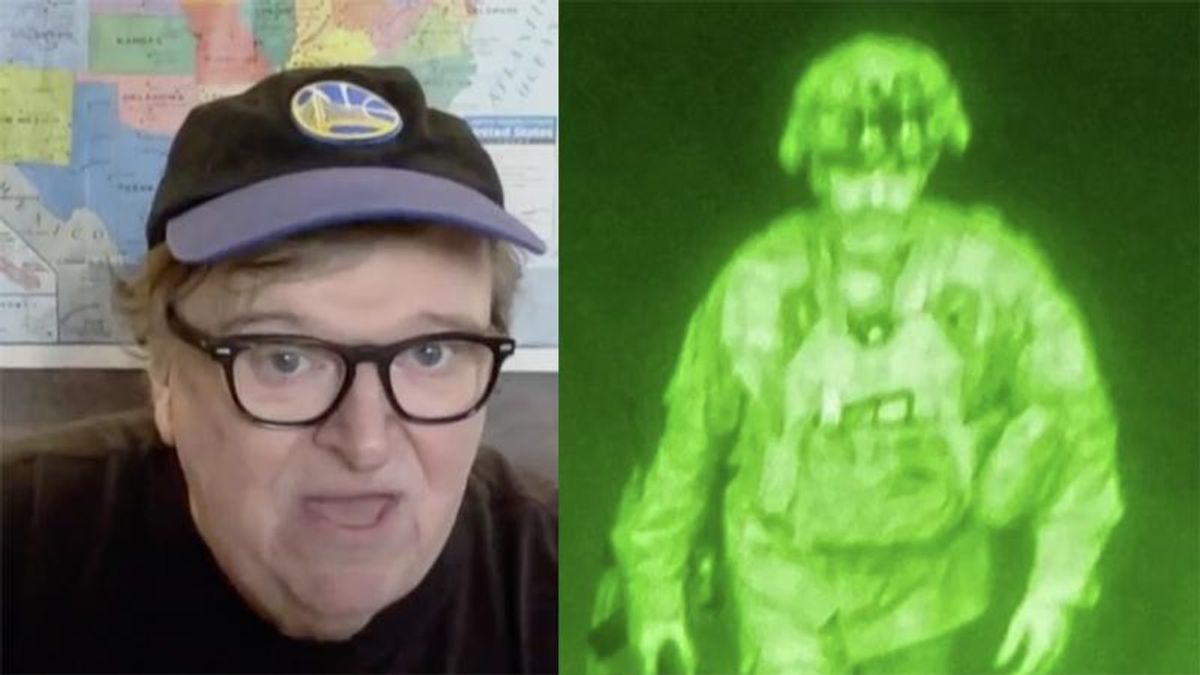 Michael Moore points out the significance of the last US soldier leaving Afghanistan photo