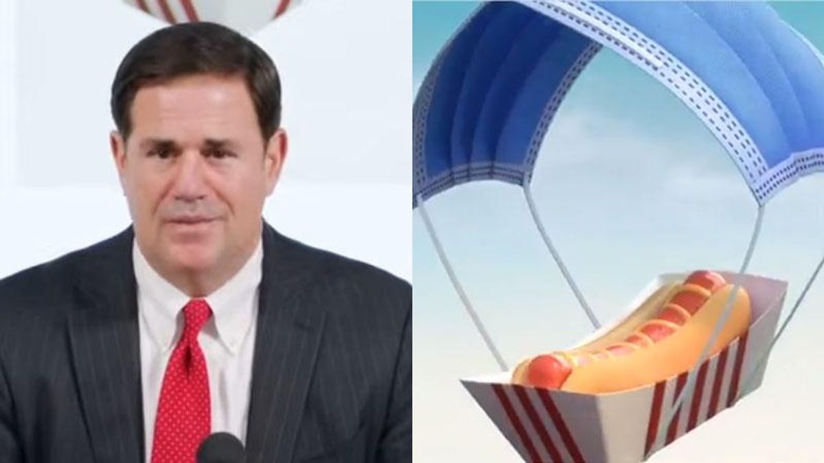 The bizarre story behind the parachuting hot dog in Doug Ducey's COVID-19 briefing
