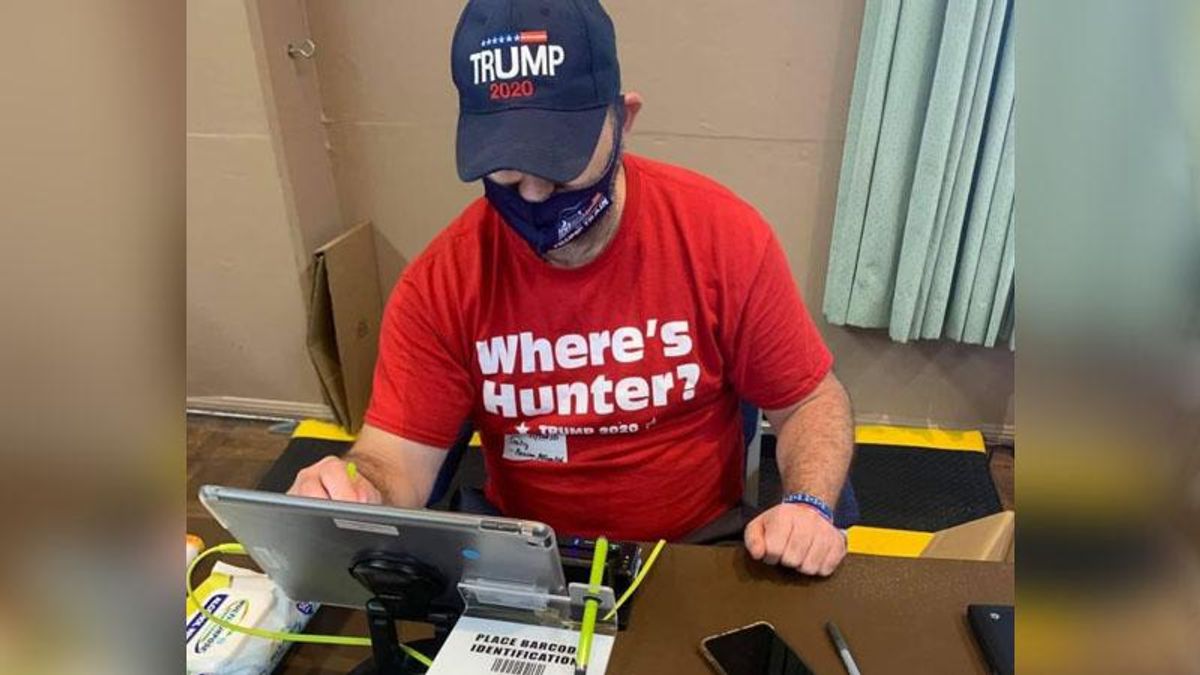 'Unacceptable': CA poll​ worker dismissed after viral photo showed him clad in head-to-toe 'Trump 2020' gear