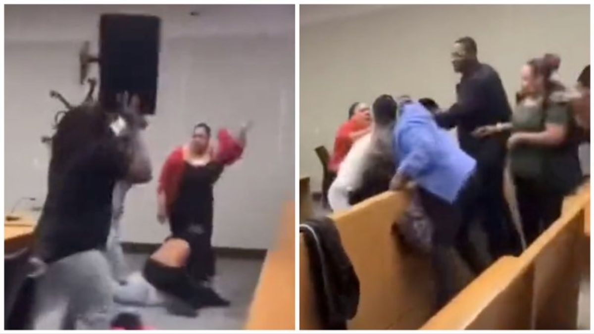 Objects go flying through the air as paternity hearing turns into an all-out brawl