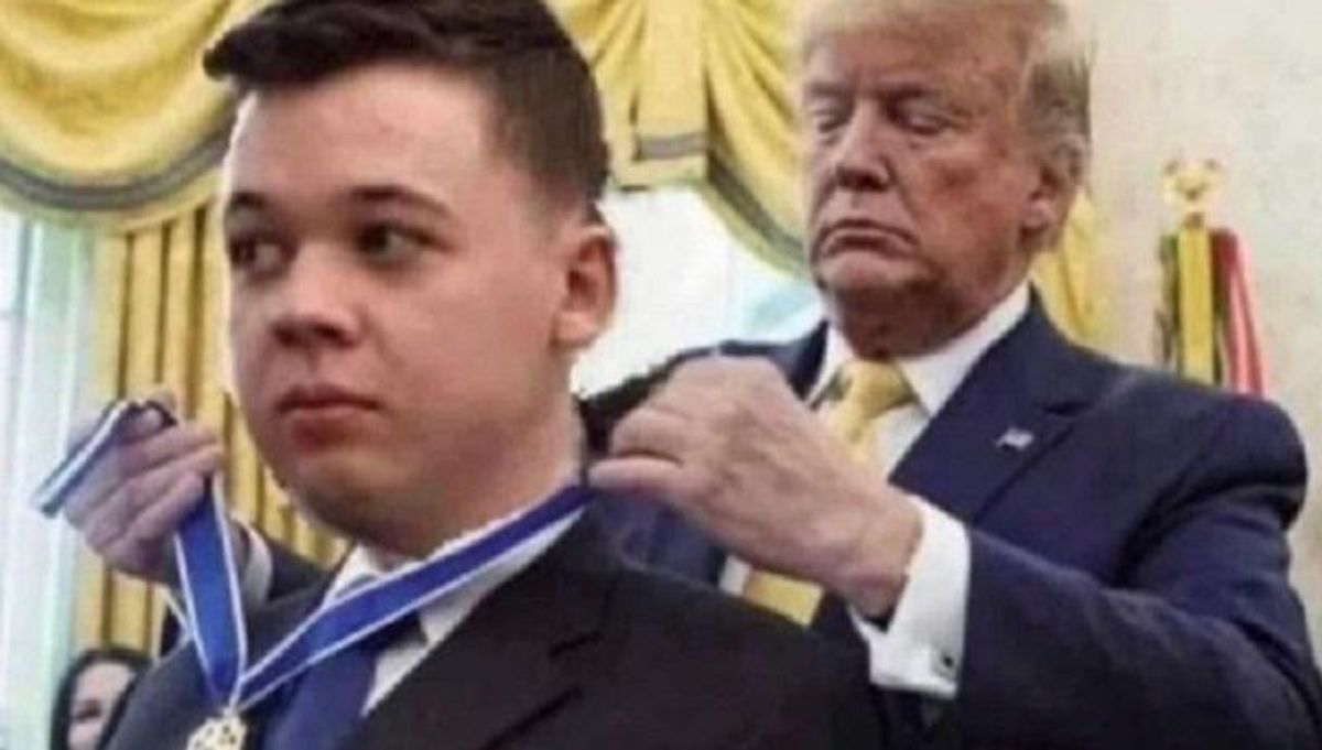 Trump Jr. posts Photoshopped picture of his dad awarding Kyle Rittenhouse the Medal of Freedom