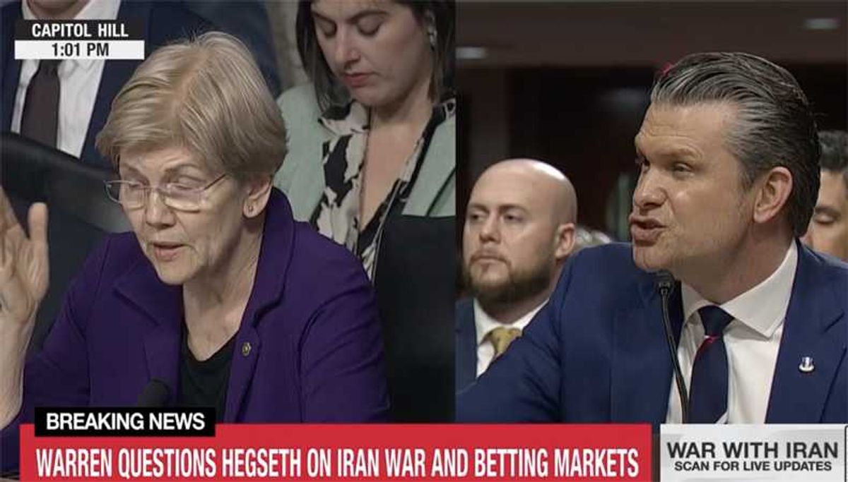'That entire story is false!' Irate Pete Hegseth shouts down Elizabeth Warren