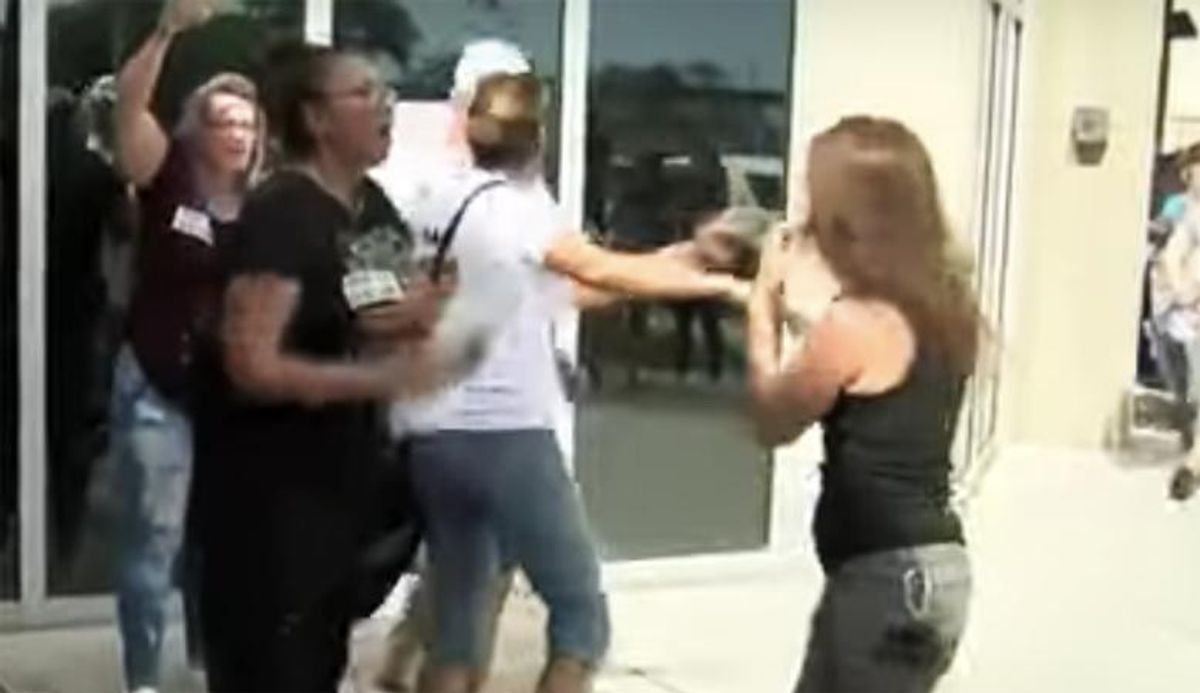 WATCH: Fistfight breaks out after Florida anti-masker assaults doctor outside school board meeting