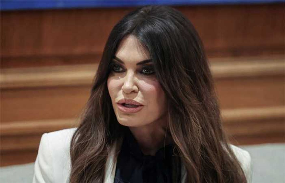 'Faux pas' at the monastery: Kimberly Guilfoyle ridiculed for 'tone deaf' fashion choice
