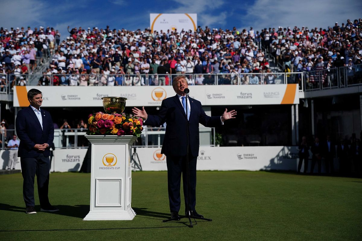 Celebration erupts as heckler hits Trump where it hurts during golf cup: 'You are my hero'