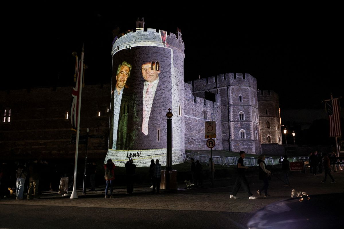 Outrage as Trump-Epstein images projected on UK castle lead to 'Orwellian' arrests