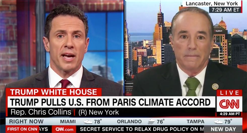 'Why you have to deny science to make jobs': CNN's Chris Cuomo rips Trump booster defending Paris withdrawal
