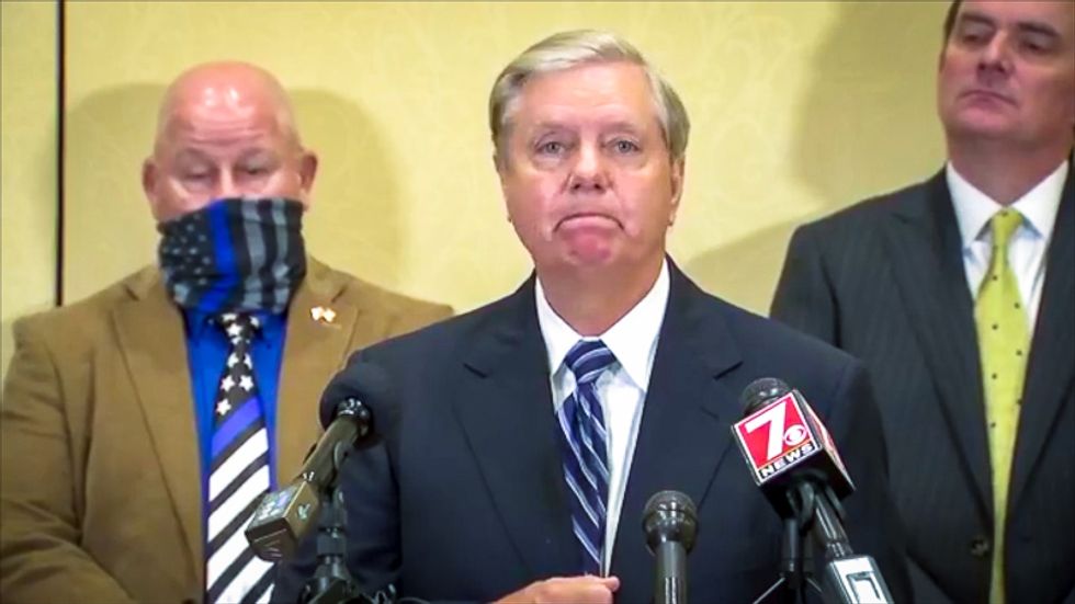 Reporter calls out Lindsey Graham for holding whites-only police union endorsement: 'What does that say?'