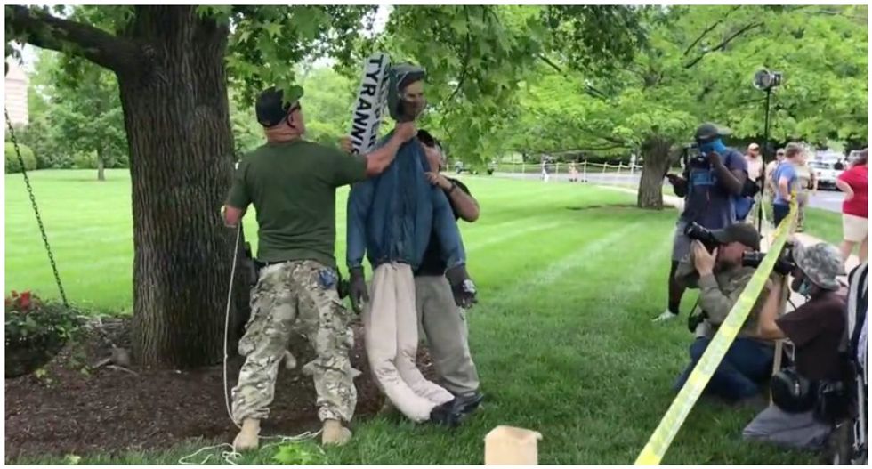 Woman charged with threatening to hang man — after her husband hanged Democratic governor in effigy