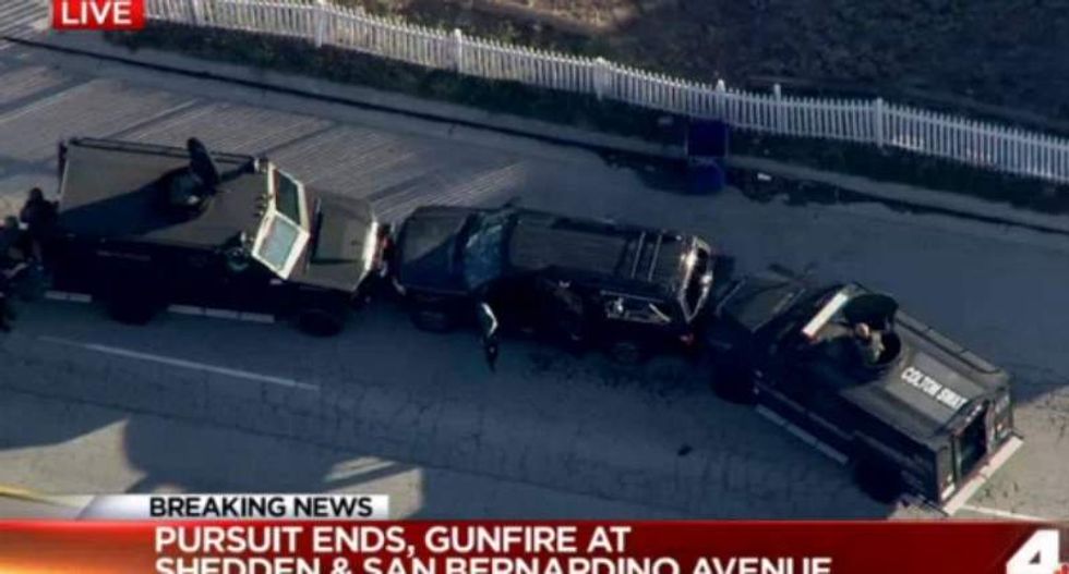 Male and female San Bernardino shooting suspects killed after pursuit: police