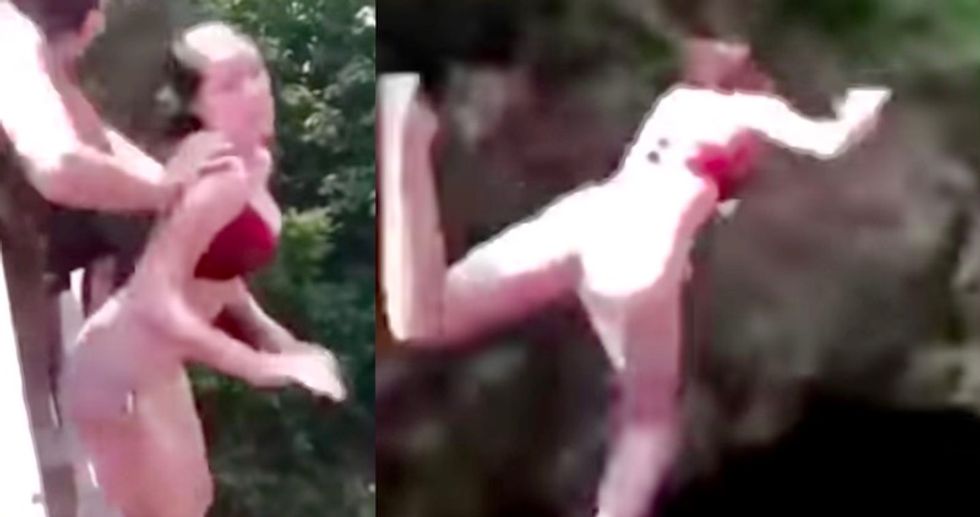 Horrifying video shows Washington girl nearly die after woman pushes her off a bridge at swimming hole