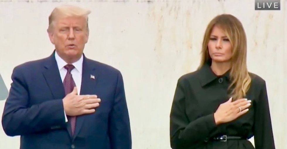 'Don’t know the words': Donald and Melania Trump slammed for not being able to recite Pledge of Allegiance on 9/11