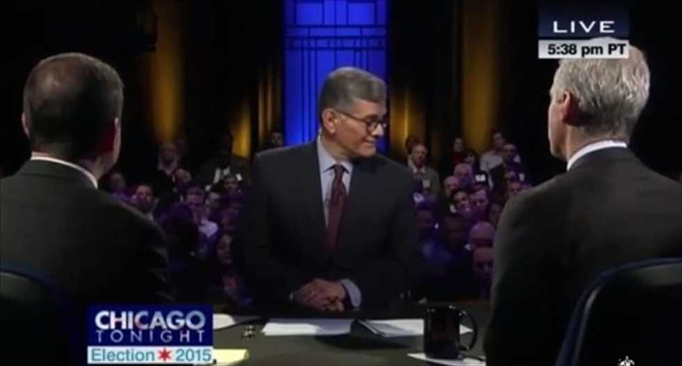 WATCH: Debate moderator booed when he asks Chicago mayoral candidate about son's criminal history