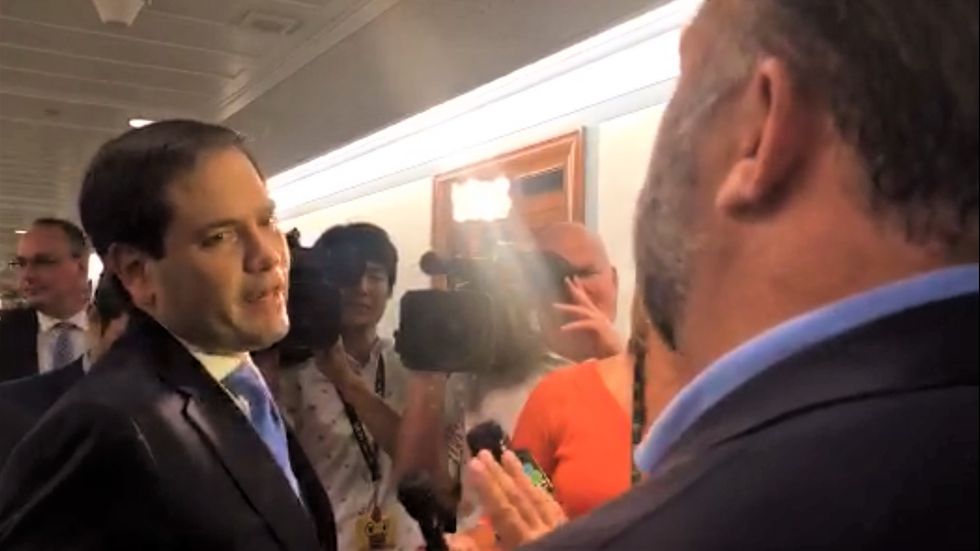 'Don't touch me again': Marco Rubio threatens to  'take care of' Alex Jones in testy confrontation at Capitol