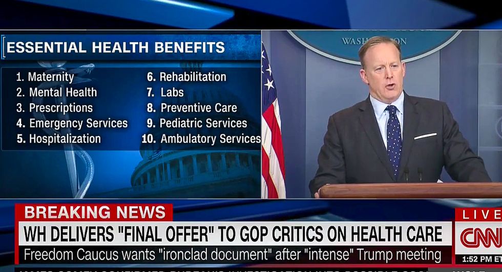 CNN calls out Sean Spicer with brutal split-screen as he tries to explain cuts to maternity care
