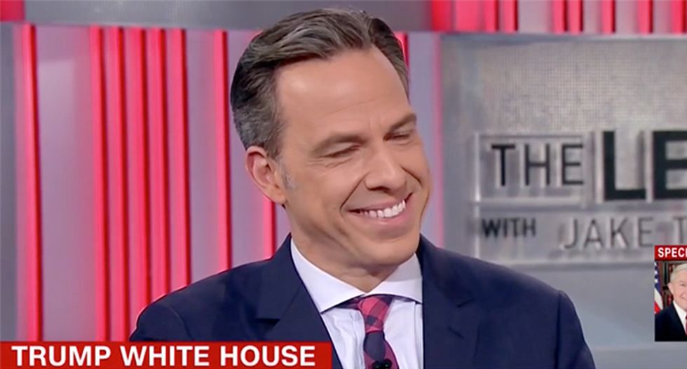 Jake Tapper hilariously mocks Scaramucci for insisting Trump has really good 'Karma'