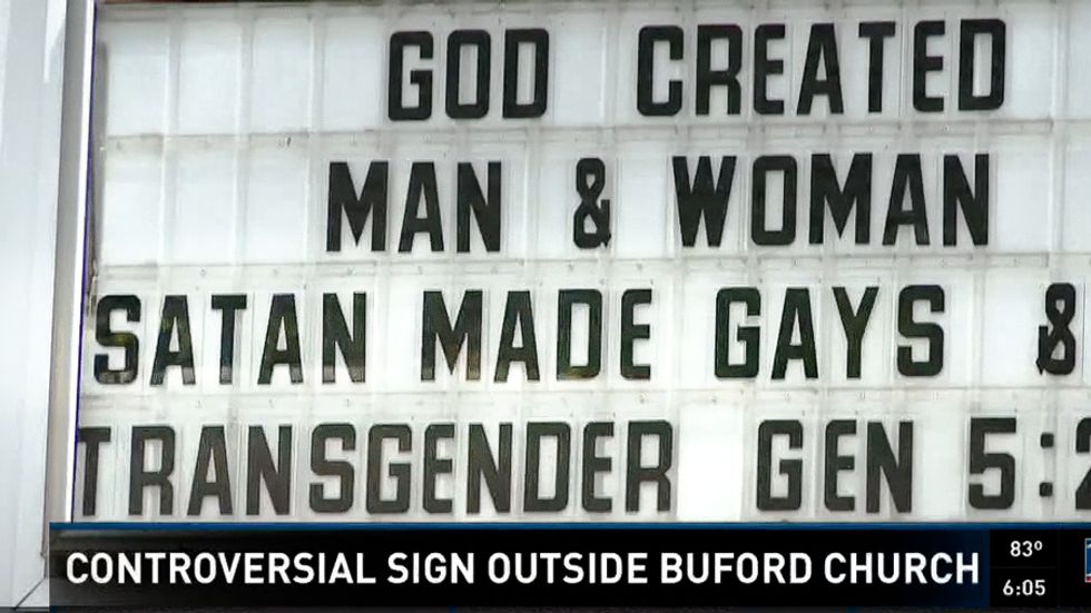'Satan made gays': Georgia church sign attacks LGBT people after Orlando shooting