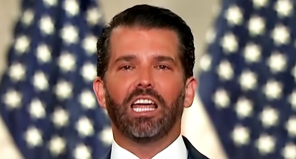 Trump Jr whines about Biden defending the honor of fallen soldiers as his father gets hammered in nationally televised speech
