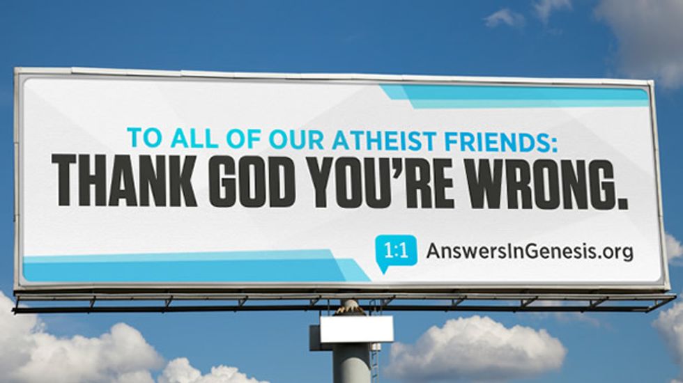 Creationist billboards urge ‘atheist friends’ to learn how God built dinosaurs