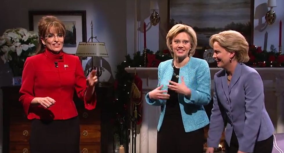 WATCH: Tina Fey and Amy Poehler make triumphant return to SNL as Palin and Hillary -- and it's hilarious