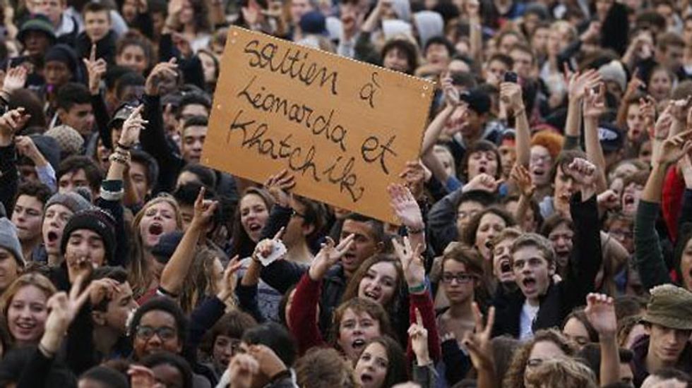 Thousands of French students take to the streets to protest against deportations