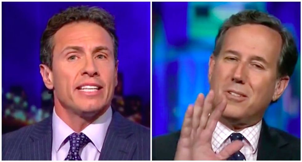 CNN's Chris Cuomo loses it with Rick Santorum after he claims 'the left' is 'overreacting' to Trump-Putin disaster