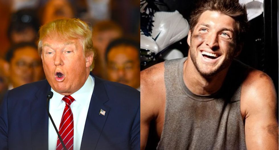 Trump used $12,000 in charity money to buy himself a souvenir helmet autographed by Tim Tebow