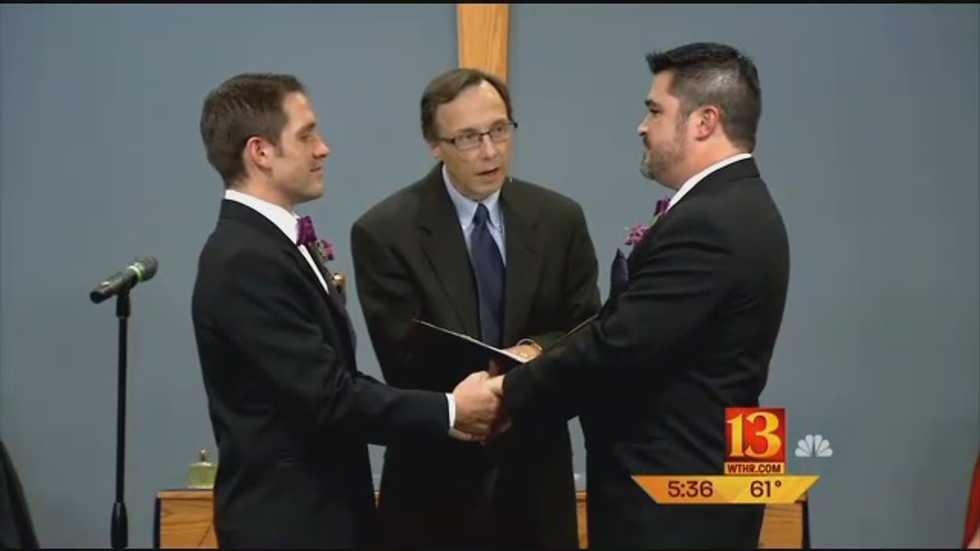 Republican Indianapolis mayor takes front row seat at gay wedding