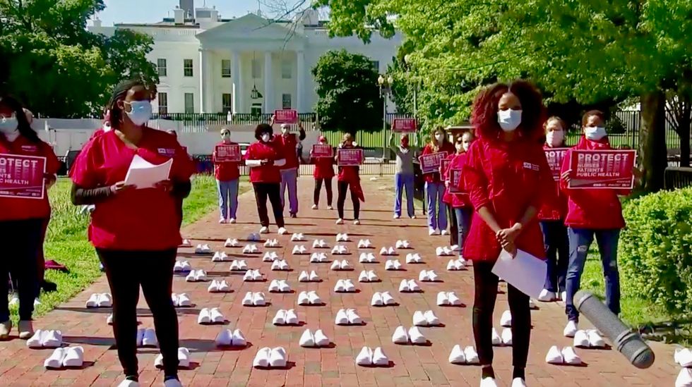 Trump's failure on COVID-19 testing and tracking data has led to deaths of 1,700 healthcare workers, nurses union report shows