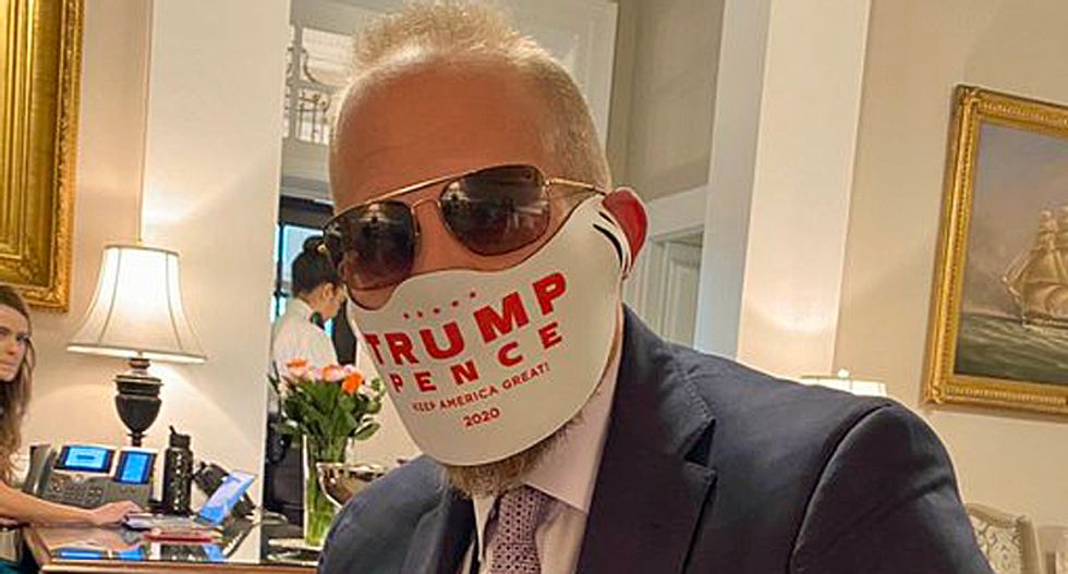 Trump campaign manager models new 2020 coronavirus mask -- inside the White House