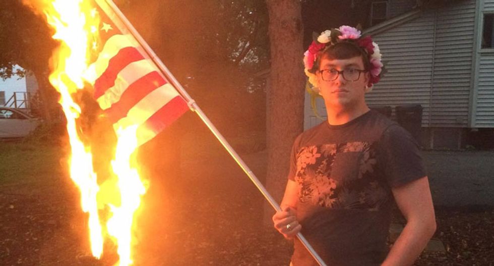 Cops arrest Illinois man for flag burning after he becomes the target of death threats