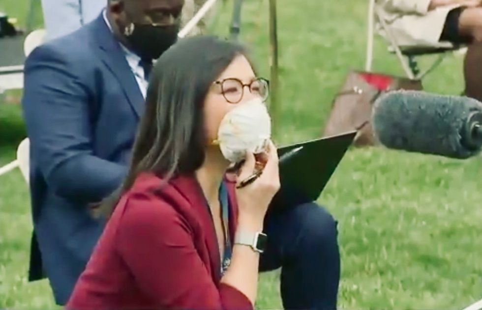 'Why me, specifically?' Says Asian-American reporter after Trump tells her to 'ask China' about testing