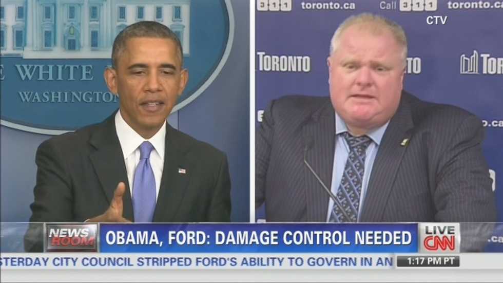 CNN split-screen segment compares Obama and crack-smoking Toronto mayor