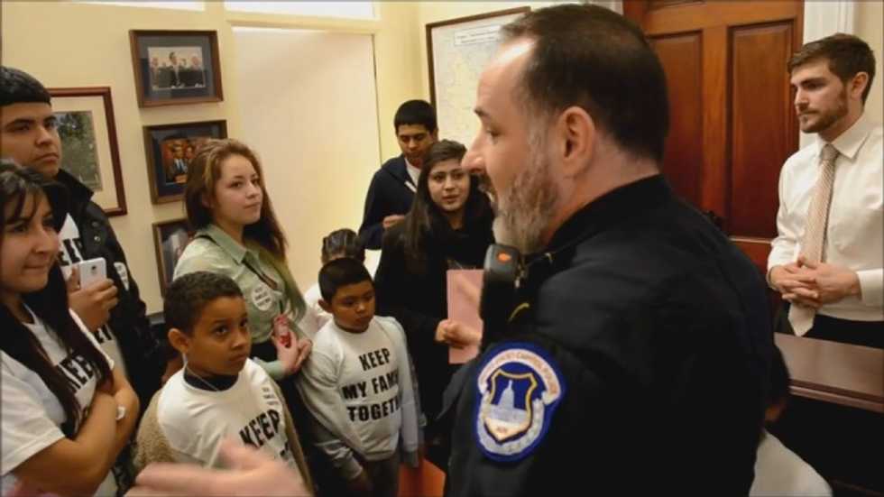 Watch: Eric Cantor's office calls in police to threaten singing immigrant children with arrest