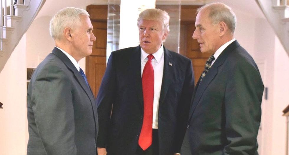 Why did Trump enlist Mike Pence and other cabinet members to convince a reporter that he wasn't firing John Kelly?