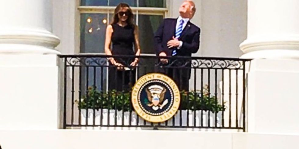 'Finally setting up a blind trust': Internet loses it after Trump stares directly into the eclipse
