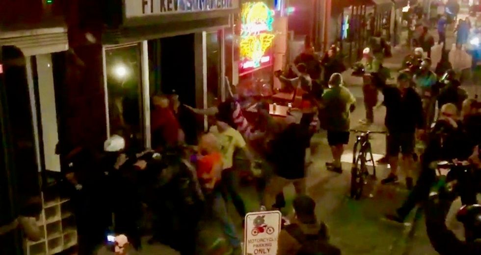 Watch: Portland rightwing 'Law and Order' march erupts into 'huge bloody brawl'