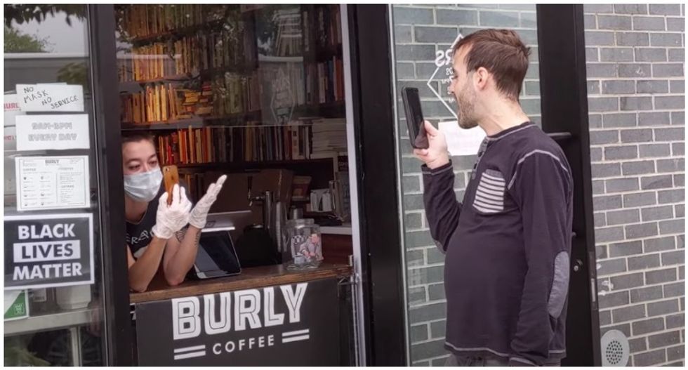 WATCH: White man has a 13-minute meltdown over coffee shop’s Black Lives Matter sign