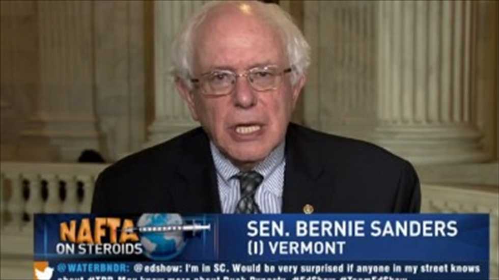 Sen. Bernie Sanders lambastes Democrats and Republicans over Trans-Pacific Partnership