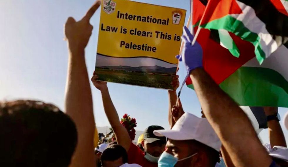 Palestinians rally against Trump Mideast plan