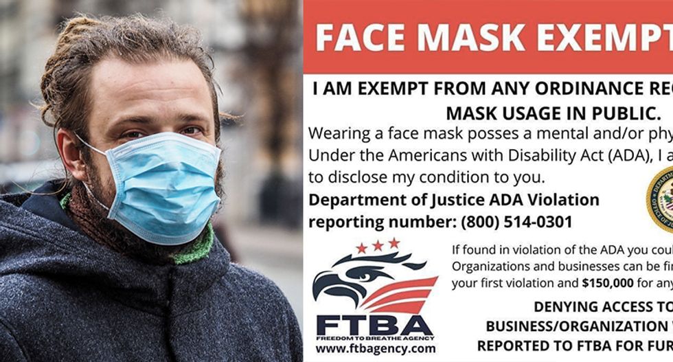 There's no such thing as a government-issued 'face mask exempt card' -- it's all a fraud