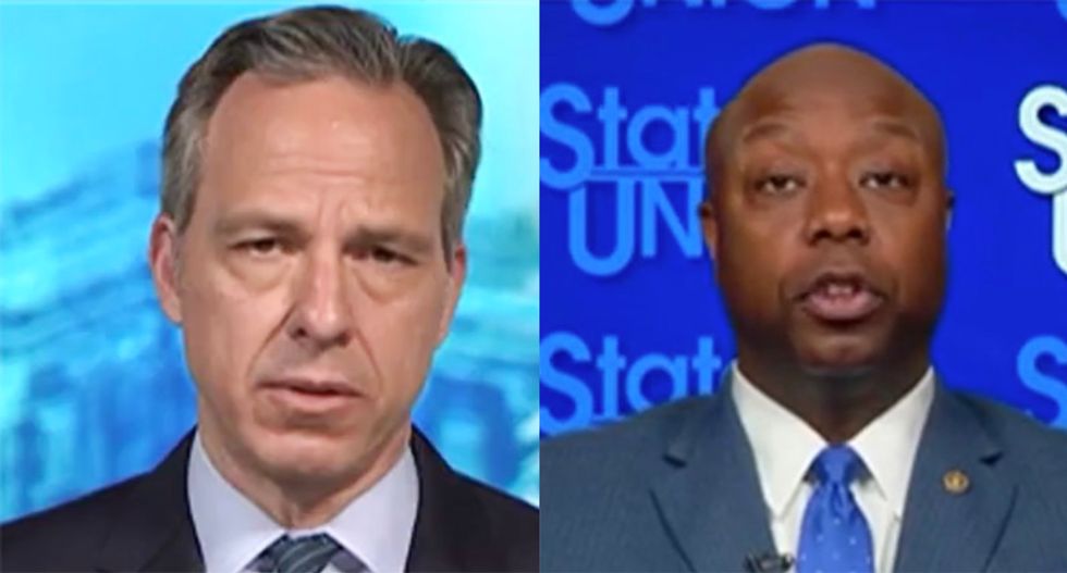 Sen Tim Scott accuses CNN's Tapper of 'playing politics' for question about Trump's 'white power' video