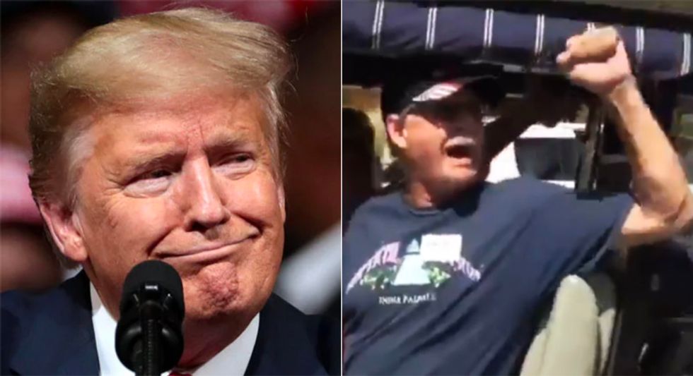 'Bigot. Racist. Swine': Trump under fire for approvingly sharing video of supporter shouting 'white power!'