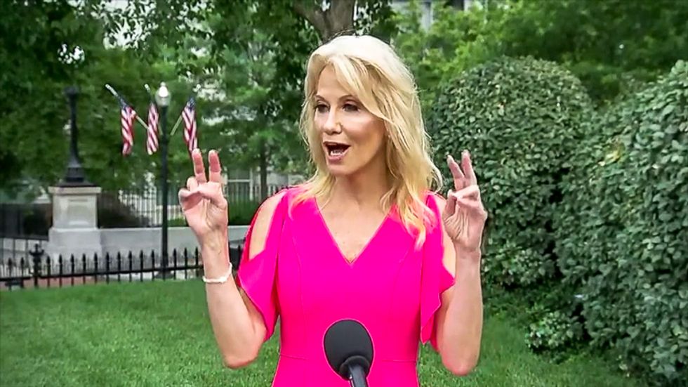 'You just want to talk about white power': Kellyanne Conway attacks reporters over Trump's racist tweet