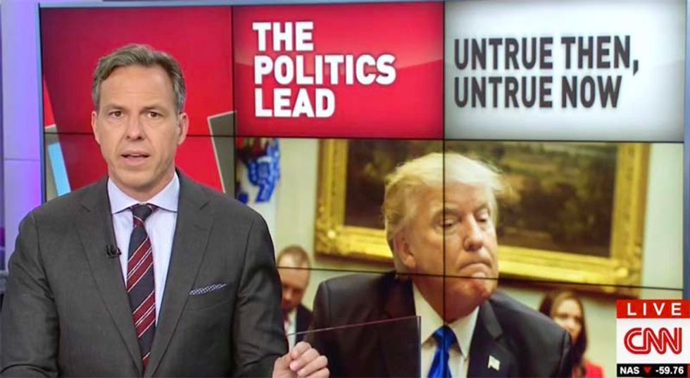 'It was a lie': CNN's Jake Tapper pounds Trump over Obama wiretapping claim after DOJ confirms it was bogus
