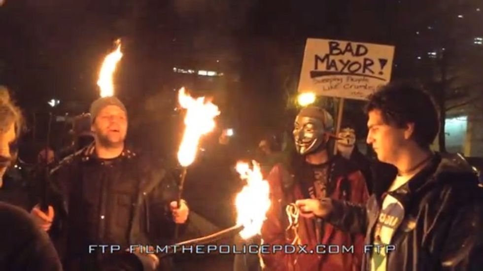 Portland protesters bring pitchforks and torches to City Hall over anti-homeless proposal